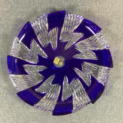 Caesar Crystal Bohemiae STORM Presentation Plate In Cobalt By Procharka
