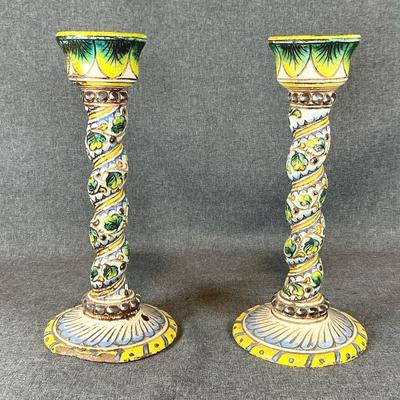 Handmade Italian Majolica Lamp Bases