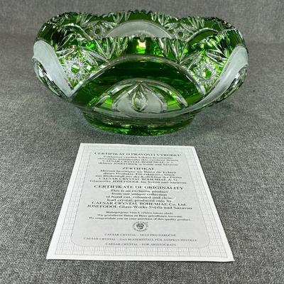 CAESAR CRYSTAL BOHEMIAE Alice Large Cranberry Bowl In Emerald