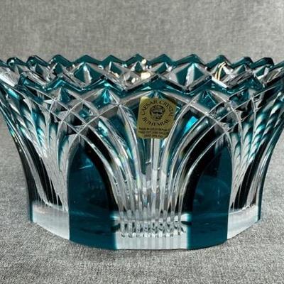 Caesar Crystal Bohemiae Gothic Large Canistrum Vase Azure