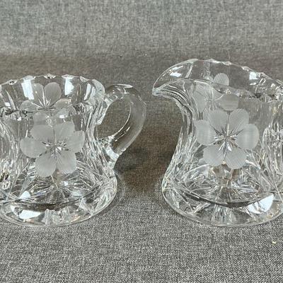 Cut Crystal Sugar Bowl And Creamer