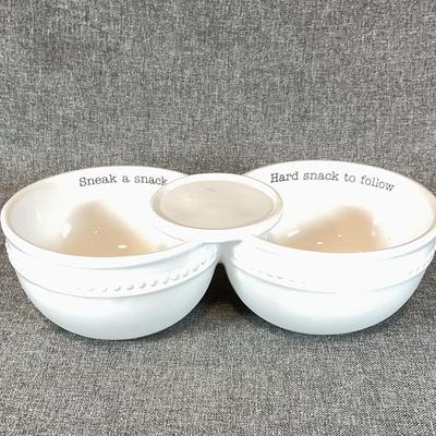 Mud Pie Ceramic Double Dip Bowl