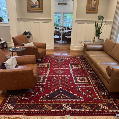 8x10 vtg 70s Anatolian rug - Red, blue and camel