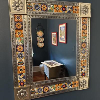 Mexican tile and silver mirror