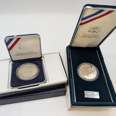 1991 USO & Korean War Proof Commemorative Dollars