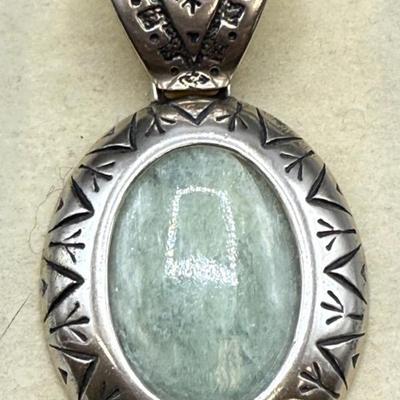  Vintage Relios Carolyn Pollack Sterling Silver Amazonite 2” Pendant 