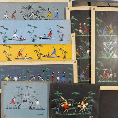 7 Primitive African Paintings