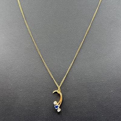 14k Yellow Gold Chain With Sapphire Pendent 