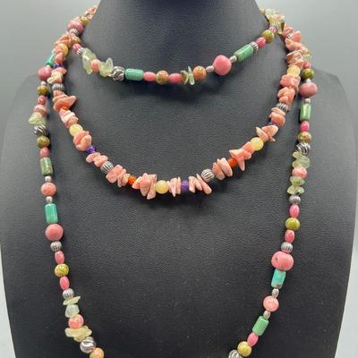2 Sterling Beaded Necklaces