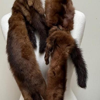 Mink 6 Full Body Pelt Wrap Collar With Clip 
