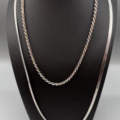 Milor Sterling Silver Herringbone And Rope Chains 