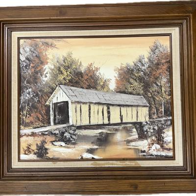 Covered Bridge Oil Painting By Ruth Alvin