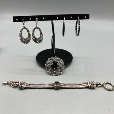 Sterling: Earrings With Blue Topaz, Pendant With Smoky Quartz & More! 