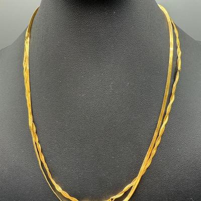 14k Yellow Gold Necklaces, Both With Damage And Charm 