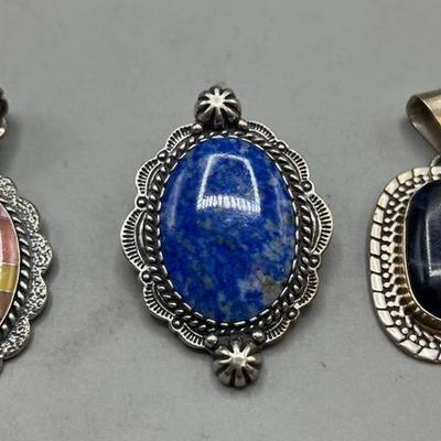 Sterling Pendants: Inlay And Polished Stones