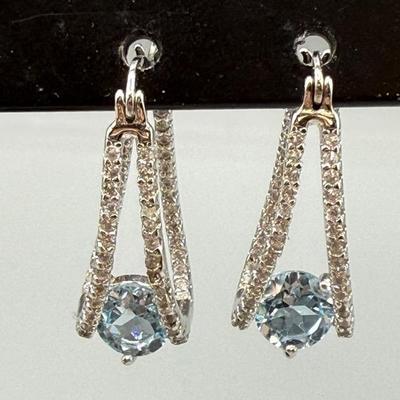Drop Dangle Earring 925 Sterling Silver And Blue Topaz 