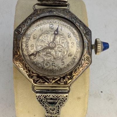 14K White Gold Art Deco FQUE Welta Ladies Watch