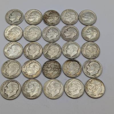25 Silver Roosevelt Dimes