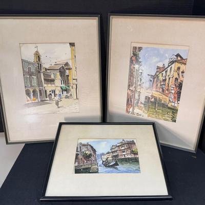 Lot Of 3 Watercolors Of Venice