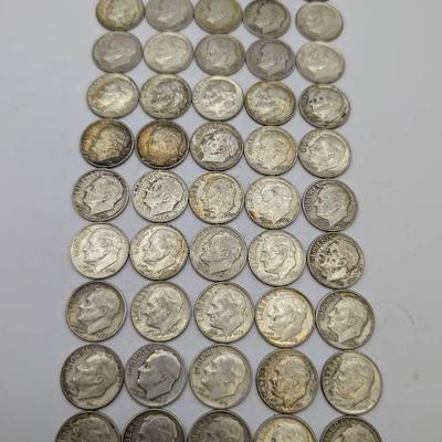50 Silver Roosevelt Dimes 