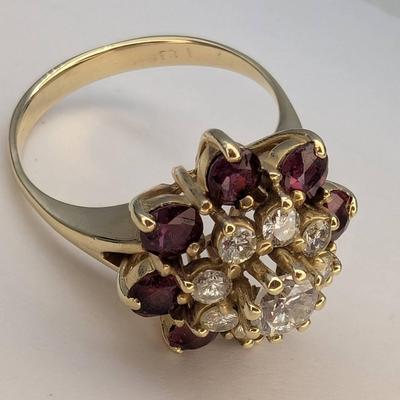 14k Gold Ruby And Diamond Ring