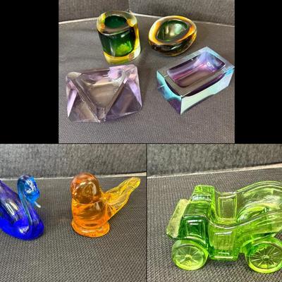 Vintage Art Glass Collection And Uranium Glass Piece 