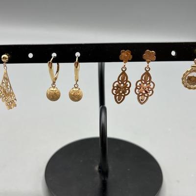 14k Gold Earrings - 4 Pair