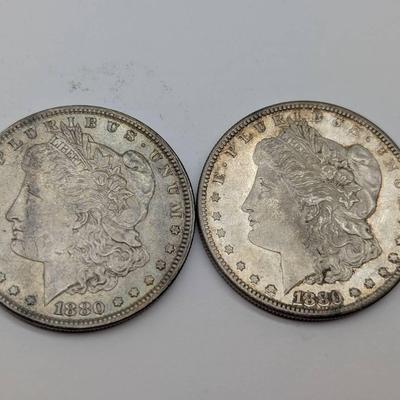 1880 & 1880-S Morgan Silver Dollars