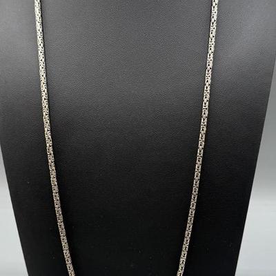 Sterling Silver 30” Byzantine Necklace 
