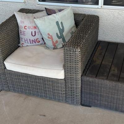 Patio Sofa Chair W/ Matching Table And Propane Table