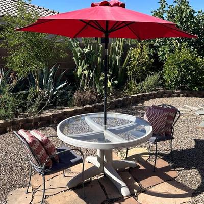 Glass Top Patio Table With Umbrella