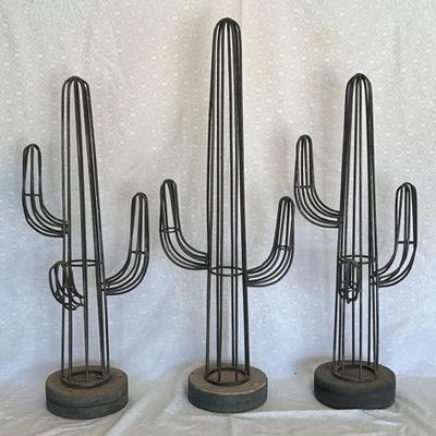 Wrought Iron Cacti Yard Sculptures (x3)