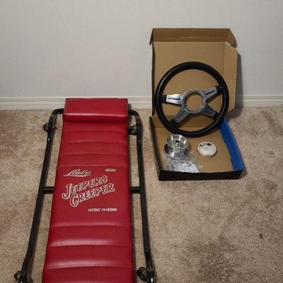 Lisle Auto Creeper and Steering Wheel 