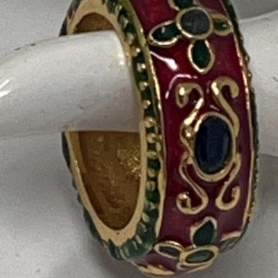 Multi Gems Wedding Band
