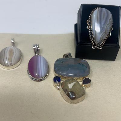 925 Agate Pendents