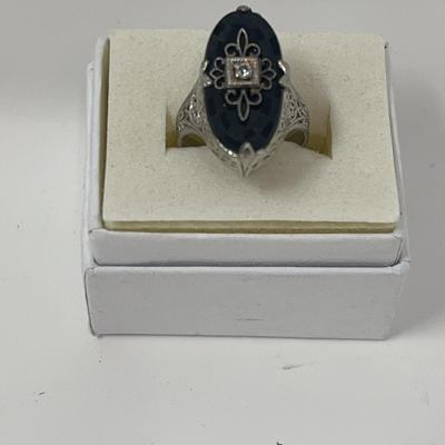 Vintage Checker Board Onyx Ring