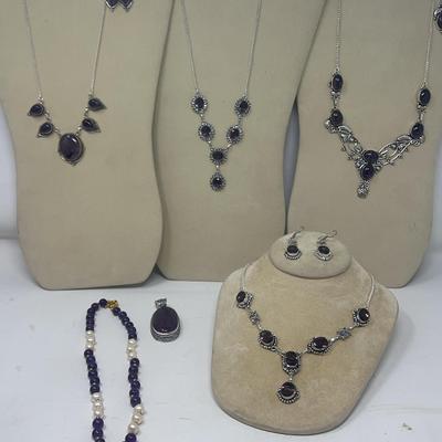 Silverplate Amethyst Necklaces  