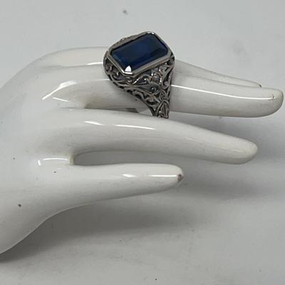 Lab Sapphire Sterling Silver Ring