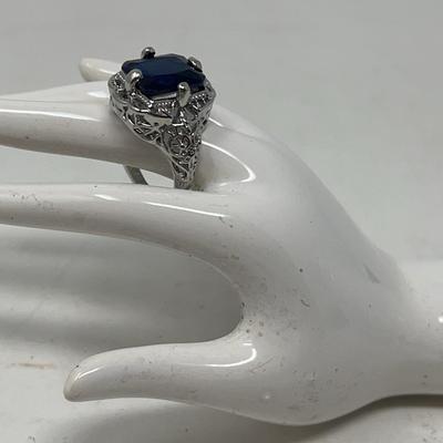 London Blue Simulant Sterling Silver Ring