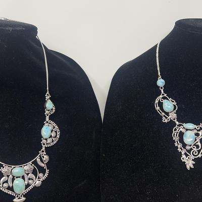 Larimar Necklace 18 Inches In  Sterling Silver