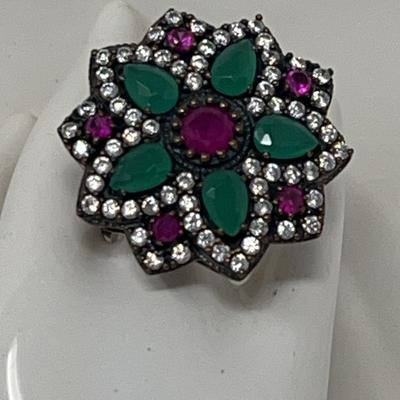 Ruby Emerald Zircon Ring