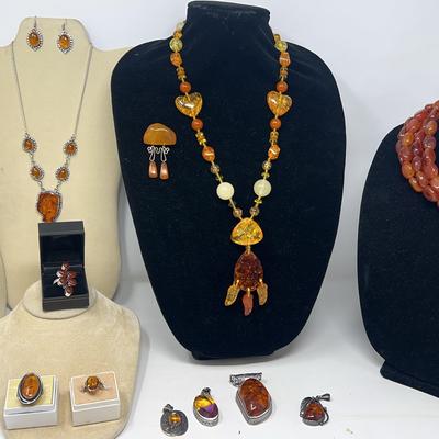 Amber Jewelry In Sterling Silver Metal