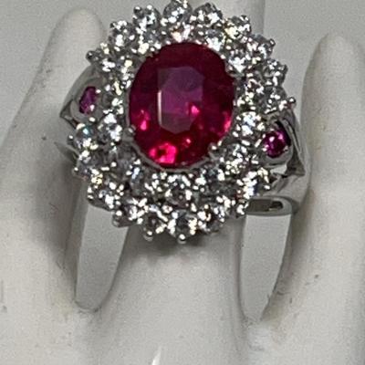 Red Rubelite In Sterling Silver Ring