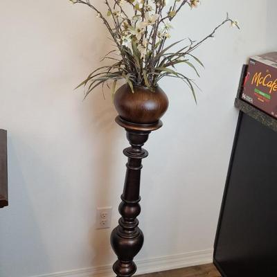 Artificial Potted Plant on Wooden Pedetal #1