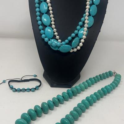 Turquoise Necklace And Pearls