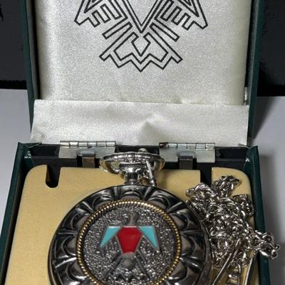 Thunderbird Pocket Watch With Chain