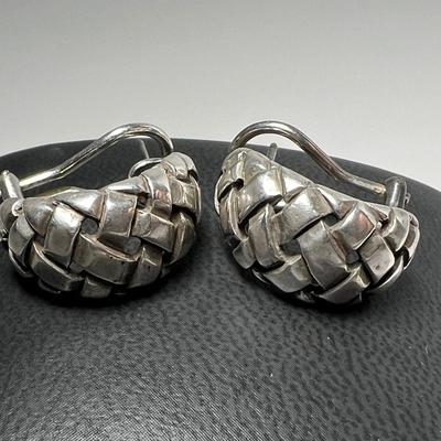 Retired James Avery Sterling Basket Weave Earrings