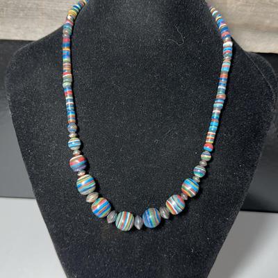 Running Bear Sterling Rainbow Calsilica Bead Necklace