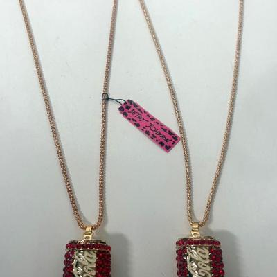 Pair Of New Betsey Johnson Coca-Cola Can Necklaces
