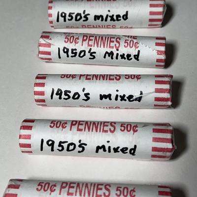 1950s Mixed Lincoln Wheat Penny Rolls #2